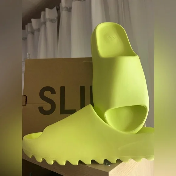 adidas gazelle silver green womens adidas Yeezy Slide Glow Green (2022) (Kids) – YankeeKicks Online main image 1